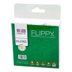 Instalatie de Craciun cu Baterii Tip Liniar, 2 jocuri de lumini, Fir Transparent 1 m 10 LED -uri, Alb Cald - Img 4