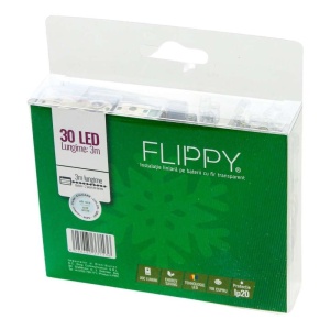Instalatie de Craciun cu Baterii Tip Liniar, 2 jocuri de lumini, Fir Transparent 3 m 30 LED -uri, Alb Rece - Img 4