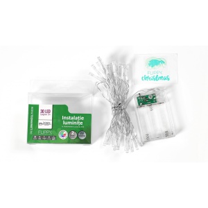 Instalatie de Craciun cu Baterii Tip Liniar, 2 jocuri de lumini, Fir Transparent 3 m 30 LED -uri, Multicolor - Img 6