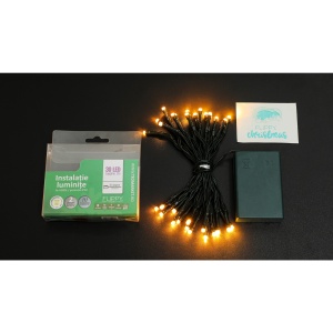 Instalatie de Craciun cu Baterii Tip Liniar, 2 jocuri de lumini, Fir Verde 3 m 30 LED -uri, Alb Cald - Img 7