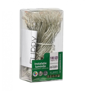 Instalatie de Craciun cu Baterii Tip Liniar, 2 jocuri de lumini, Fir Transparent 10 m 100 LED -uri, Multicolor - Img 1