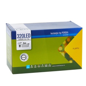 Instalatie de Craciun Flippy® Tip Perdea, 3 x 3 m, 320 LED-uri, Interconectabila, Alb Rece - Img 4