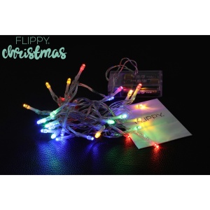 Instalatie de Craciun, Liniara, 1 m, Baterii, 10 LED-uri, Multicolor, 2 Jocuri de Lumini, Fir Transparent, Interior/Exterior, Flippy - Img 5