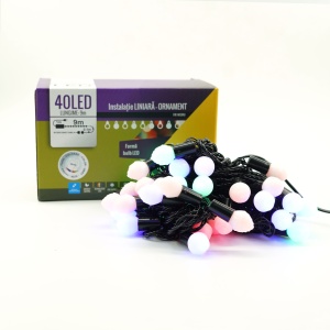 Instalatie de Craciun Liniara RGRB Yoto, 10 m, din care 1 m Prelungitor 220V, 40 LED, Bilute Mate, Interconectabila, Utilizare Interior/Exterior, Fir Negru, multicolor - Img 5