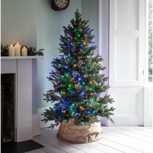 Instalatie de Craciun liniara Yoto, 10 m, din care 1 m cablu priza 220V, 100 LED, 8 jocuri de lumini, pentru interior, controler, fir negru, multicolor - Img 5