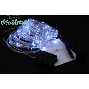 Instalatie luminoasa de Craciun tip furtun luminos, 100 LED-uri, 12 metri lungime, 8 programe, 2 metri prelungitor, sarma din cupru, incarcare solara, alb rece, Flippy - Img 3