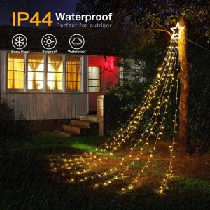 Instalatie luminoasa tip perdea pentru pomul de Craciun, cu stea luminoasa, 350 LED-uri, conectare retea, interior/exterior, lumina calda, Tree Dazzler - Img 4