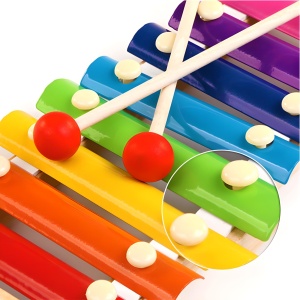 Instrument Muzical Xilofon Flippy, din Lemn, 8 Note Muzicale, 2 Bete de Percutie, 4-6 Ani, Multicolor - Img 7