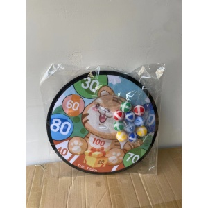 Joc Darts Flippy pentru Copii, Placa Pliabila 36.5 cm, 8 Mingii Velcro/Scai Simple, 2 Mingii Luminoase, Model Tigru, Portocaliu - Img 6