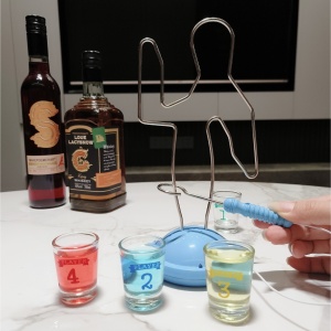 Joc de baut, Buzz Wire, Flippy, pentru Petreceri, Distractie, Pahare de Shot din Sticla Incluse, 4 Jucatori, Multicolor - Img 3