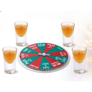 Joc de Baut Flippy, Ruleta Norocoasa, cu 4 Pahare de Shot, +18 Ani, Rosu/Verde - Img 2