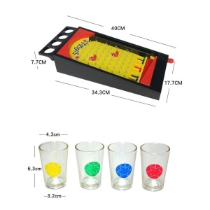 Joc de societate Pinball cu pahare pentru shoturi Flippy, 40 x 17,7 cm, galben - Img 2