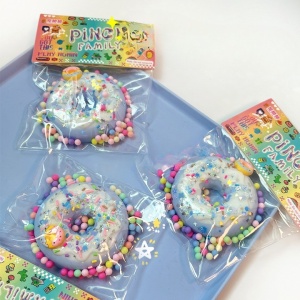 Jucarie Antistres Squishy, Flippy, cu Revenire Lenta, Model Gogoasa, 6x6 cm, 99g, Ambalaj Transparent, Albastru - Img 2