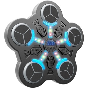 Jucarie de Boxat cu Muzica si Lumini, Flippy, Manusi Incluse, Bluetooth, Incarcare USB, Aplicare cu Ventuze, 5 Tinte, 33x33x4.5 cm, 930 g, Negru - Img 1