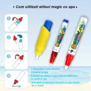 Jucarie educativa de colorat cu apa, covorasul magic, 100x70 cm - Img 2