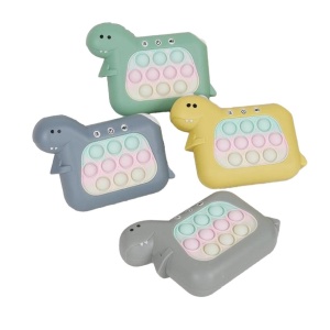 Jucarie Interactiva Pop It Whack A Mole, Flippy, Tip Consola, Anti-Stres, 4 Moduri de Joc, din ABS si Silicon, +3 Ani, Model Dinozaur, Verde - Img 7