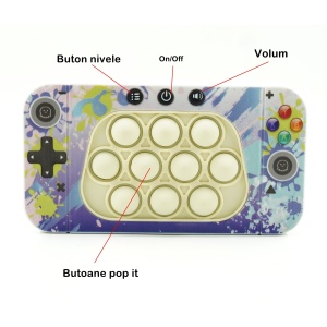 Jucarie interactiva tip consola pentru copii Flippy, speed push whack-a-mole, joc de viteza pop it, material ABS/silicon, cu nivele, sunete si lumini, 15.5 x 7.6 x 5.3 cm, model culori, multicolor - Img 6