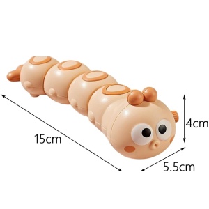 Jucarie mecanica pentru copii Flippy, omida haioasa, cu cheita, distractiva, se taraste, se misca, 15 x 4 cm, portocaliu - Img 2