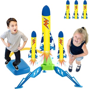 Jucarie pentru Copii, Flippy, Lansator de Rachete cu Piciorul, un Singur Lansator, 3 Rachete cu Lumini, 40.5 cm Inaltime, Multicolor - Img 10