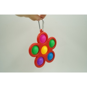Jucarie Push Pop Bubble Fidget, Pop It, breloc antistres, Floare, Multicolor/Rosu - Img 3