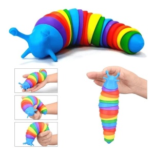 Jucarie Senzoriala pentru Copii, Flippy, Model Melc, cu Articulatii, 19 cm, Multicolor - Img 4