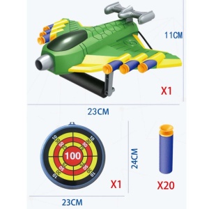 Jucaruie cu Lansator pentru Copii, Flippy, Lanseaza Manual, Tinta, Avion, 20 de Gloante din Material Moale, Joc Interactiv, 24x23.5x6.3 cm, Verde - Img 5