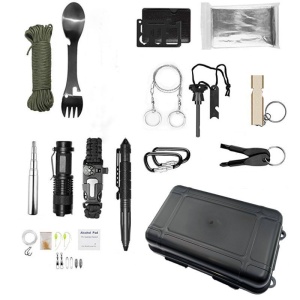 Kit supravietuire multifunctional Flippy, Instrumente profesionale, Agatatoare ghiozdan, pentru Camping, Drumetii, Aventuri in aer liber, negru - Img 1