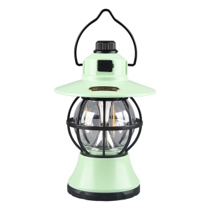 Lampă de camping retro portabilă, Felinar Vintage LED ABS, Acumulator inclus 1200 mAh, reincarcabila, 3 moduri de iluminare, intensitate reglabila,Lampa portabila pentru cort în aer liber, Mint - Img 4