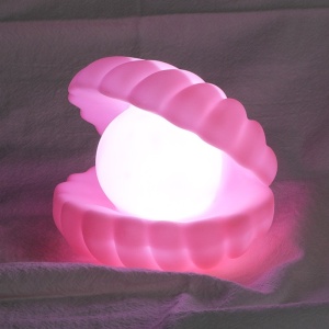 Lampa de Veghe, Flippy, Model Scoica cu Perla, Lumina Calda, 10 x 8.5 cm, Led, Baterii Incluse 3 x LR44, Roz - Img 4