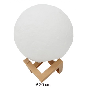 Lampa de veghe luna 3D Moon Light, lumina LED alb cald, alimentare baterii, stand din plastic, 20 cm, Flippy - Img 3