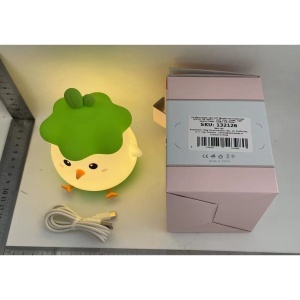 Lampa de Veghe pentru Copii, Flippy, din Silicon, Senzor Tactil, Model Pui, Lumina Calda, Protectie pentru Ochi, Incarcare USB, Capacitate Baterie Incorporata 800mAh, 11 x 10 x 12.4 cm, Verde - Img 2
