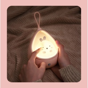 Lampa de veghe portabila cu 2 moduri de functionare Flippy, silicon non-toxic, reincarcabila USB, senzor miscare, roz, pisicuta - Img 3