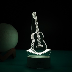Lampa LED decorativa, Flippy, 3D, Chitara, din material acril si lumina multicolora, alb - Img 3