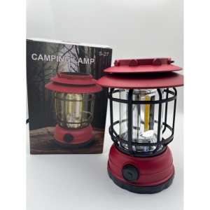 Lampa portabila camping, Felinar Vintage, ABS, Iluminare 30 COB LED, Intensitate reglabila, Acumulator inclus, Incarcare Solara si USB, 5W, Flippy, Rosu - Img 4
