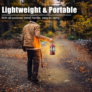 Lampa portabila camping, Felinar Vintage cu carlig, ABS, Iluminare 21 COB LED, Intensitate reglabila, 5W, Flippy, Rosu - Img 6