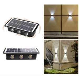 Lampa solara LED bidirectionala dreptunghiulara pentru perete Flippy, 20.5x10 cm, 6 LED-uri, 5.5V, ABS, 500mAh, rezistent la apa IP65, alb rece - Img 4
