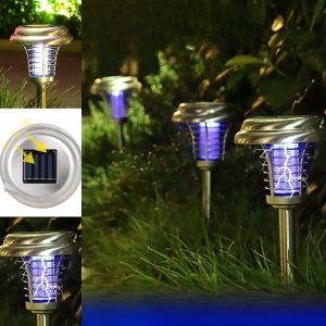Lampa solara tip torta Flippy, anti-insecte, tantari, UV, LED, 1.2V, IP65, 1 LED, material ABS, 48 x 14 cm, gri - Img 2