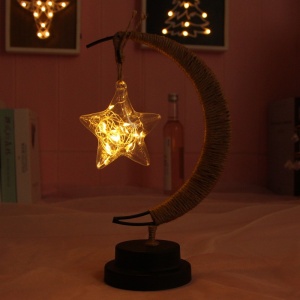 Lampa veghe Flippy, semi-luna cu stea din sticla, led, 28x15 cm, alb cald - Img 2