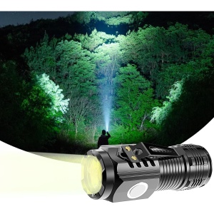 Lanterna cu 3 Nuclee Led, Flippy, Incarcare USB, Autonomie 4-20h, Raza Maxima 100-200 m, 5W, 4 x 4 x 9 cm, Suport de Agatat, Fund Magnetic, Negru Galvanizat - Img 4