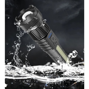 Lanterna LED Telescopica, Flippy, Incarcare USB, Raza 200 m, 100W, 2 Surse de Lumina, 1200 mAh, Model P50, 16 x 3.8 x 3 cm, Negru - Img 3