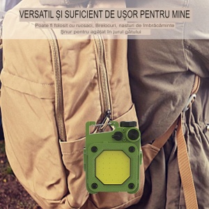 Lanterna Mini de Buzunar Tip Breloc, Flippy, Incarcare prin USB Type C, Multifunctionala, pentru Exterior, Camping, Alpinism, Ciclism, Mini Lanterna Elvis, 6.1 x 5 x 2.5 cm, Lumina Puternica, Culoare Verde - Img 4