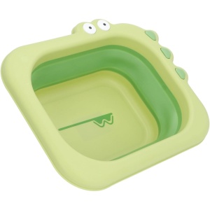 Lavoar Pliabil, Flippy, pentru Copii, din PP/TPE, Portabil, Model Crocodil, 30x24.5x9 cm, Verde - Img 1