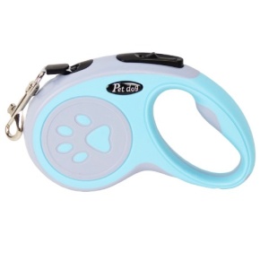 Lesa Automata Retractabila, Flippy, pentru Caini, 3m, 20 kg, ABS, Gri/Bleu, 8x12x4 cm - Img 1