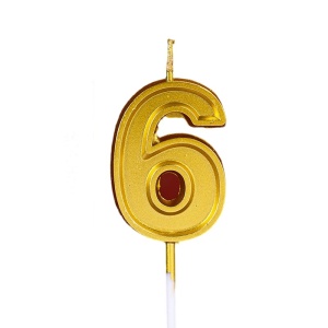 Lumanare pentru Tort Cifra 6, Flippy, 4.8 cm, Aniversare, Aurie - Img 1