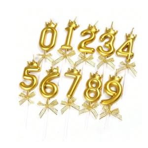 Lumanare pentru Tort Cifra 6, Model Coroana, Gold, Flippy, Party - Img 5