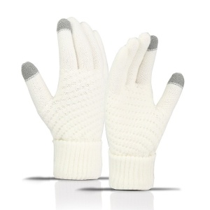 Manusi de Dama, Flippy, Functie Touchscreen (ecran tactil), Material Acril Tricotat, Manseta Elastica, Interior Catifelat, Marime Universala, Alb - Img 6