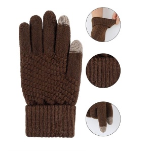 Manusi de Dama, Flippy, Functie Touchscreen (ecran tactil), Material Acril Tricotat, Manseta Elastica, Interior Catifelat, Marime Universala, Maro - Img 2