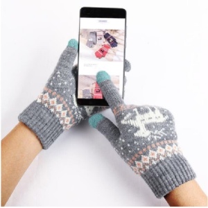 Manusi de Dama, Flippy, Model Ren, Functie Touchscreen (ecran tactil), Material Acril Tricotat, Manseta Elastica, Interior Catifelat, Marime Universala, Gri - Img 3
