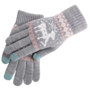 Manusi de Dama, Flippy, Model Ren, Functie Touchscreen (ecran tactil), Material Acril Tricotat, Manseta Elastica, Interior Catifelat, Marime Universala, Gri - Img 1
