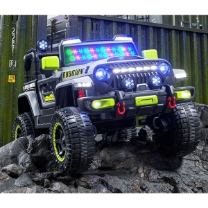 Mașină Electrică pentru Copii, Flippy, Off-Road, Conectare Bluetooth, telecomandă, Tracțiune Integrală, Lumina Intermitenta, Baterie 12V 7Ah, 120x63x68cm, Gri - Img 8